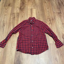 Crewcuts Boys Lightweight Shirt Long Sleeve Button Up Red Blue Size 8 Medium - £15.01 GBP