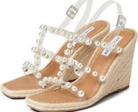 New Steve Madden Upright Espadrille Pearl Embellished Wedge Sandals  Sz 9.5 - $44.51