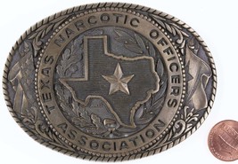 Vintage Texas Narcotics Officers Association Brass Belt Buckle Adelstein... - $88.36