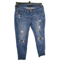 Hollister Jeans 3/26 Womens Ankle Boyfriend Low Rise Distressed Button Fly Mediu - £18.44 GBP