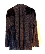 Carol Rose Women&#39;s Cardigan Sweater Gray Heathered Open Front Ornate Bro... - $309.07 MXN
