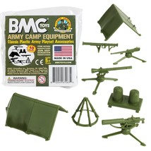 BMC Classic Plastic Army Men Playset Accessories - 10pc Military Camp - US Made - £19.73 GBP