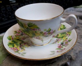 Vintage Clare Bone China Tea Cup &amp; Saucer Set Gold Detail England Pink F... - $18.49