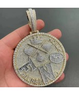 5Ct Round Cut Real Moissanite Custom Circle Men&#39;s Pendant 14K Yellow Gol... - €237,35 EUR