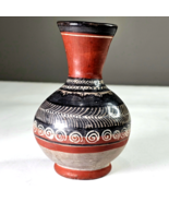 Vintage Mexican Tonala Hand Painted Folk Art Pottery Vase 6&quot; tall Signed... - $40.00