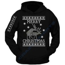 Christmas hoodie Merry Christmas Santa Deer Christmas Sweater - $27.64+