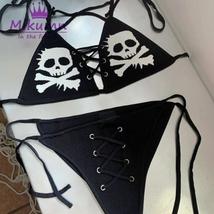 Gothic Punk Skull Print Bikini Suit - £37.21 GBP
