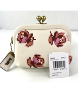 New Coach Coin Purse Kisslock White Glove Leather Pink Floral 79629 W33 - £118.98 GBP