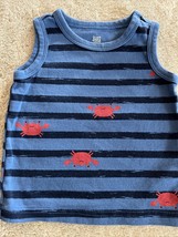 Just One You Blue Striped Red Crabs Tank Top 9 Months - $4.41
