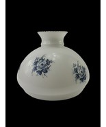 Vintage Blue Rose Hurricane Parlor Lamp Shade Globe Milk Glass LARGE - $3,706.30 MXN