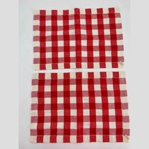 Xochi Set of 2 Placemats Red White Gingham Plaid Linen/Cotton 19&quot; x 13&quot; - £18.31 GBP