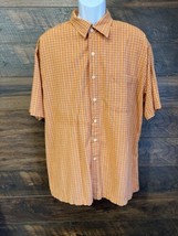 Arizona Jean Shirt Short Sleeve Button Down Madras Plaid Orange White XL... - $14.62