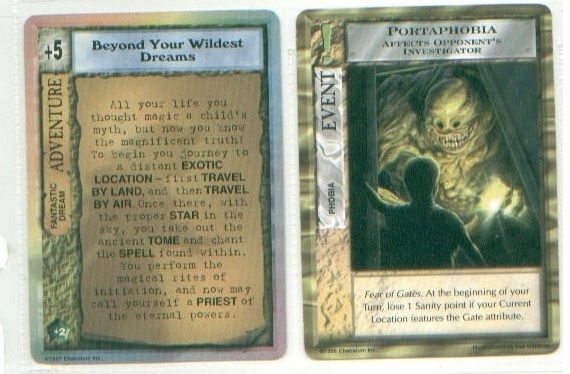 MYTHOS TRADING CARD GAME 2 cards BEYOND YOUR WILDEST DREAMS & PORTAPHOBIA - $6.00