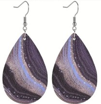 Sequined Sparkling Gray-blue - Double Sided PU Leather Earrings - $5.89