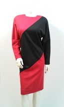 Vintage 80s Red and Black Asymmetrical Color Block Oversized Dress - $150.00