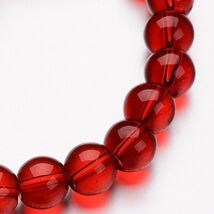 A Bead Lot 5 strand Transparent 6mm round  glass  red 11 inch strands Z6 - $11.39