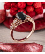 Black onyx engagement ring Unique Bridal Promise Anniversary ring weddin... - $184.73 CAD