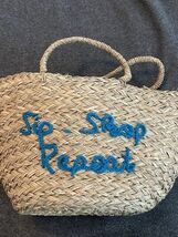 Ashland Summer Fiesta Tote Bag Purse “Sip Shop Repeat”New Woven Straw - $22.00