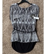 Iz Byer Black &amp; White Print Sleeveless Popover Top - Size Small - NWT - £14.74 GBP