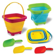 3 Pcs Foldable Buckets With 3 Shovels Sand Bucket Water Bucket Sandbox Square Su - £34.00 GBP