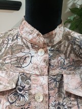 Ruby Rd. Women Beige Brown Floral Rayon Long Sleeve Button Front Jacket Size 8 - £22.01 GBP