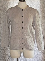 Vintage Jolie New York Women&#39;s Knit Button-Up Gray Cardigan Button Down Sweater - £23.71 GBP