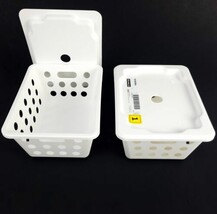 (Lot of 2) IKEA Rundbal Storage Basket W/ Lid Stackable White 7x5.5x3.25&quot;  - £13.30 GBP