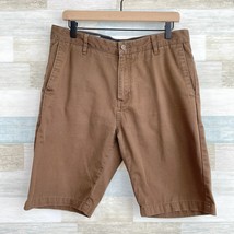 Volcom Vmonty Stretch Shorts Brown 10.5&quot; Inseam Relaxed Fit Chino Casual... - £24.14 GBP