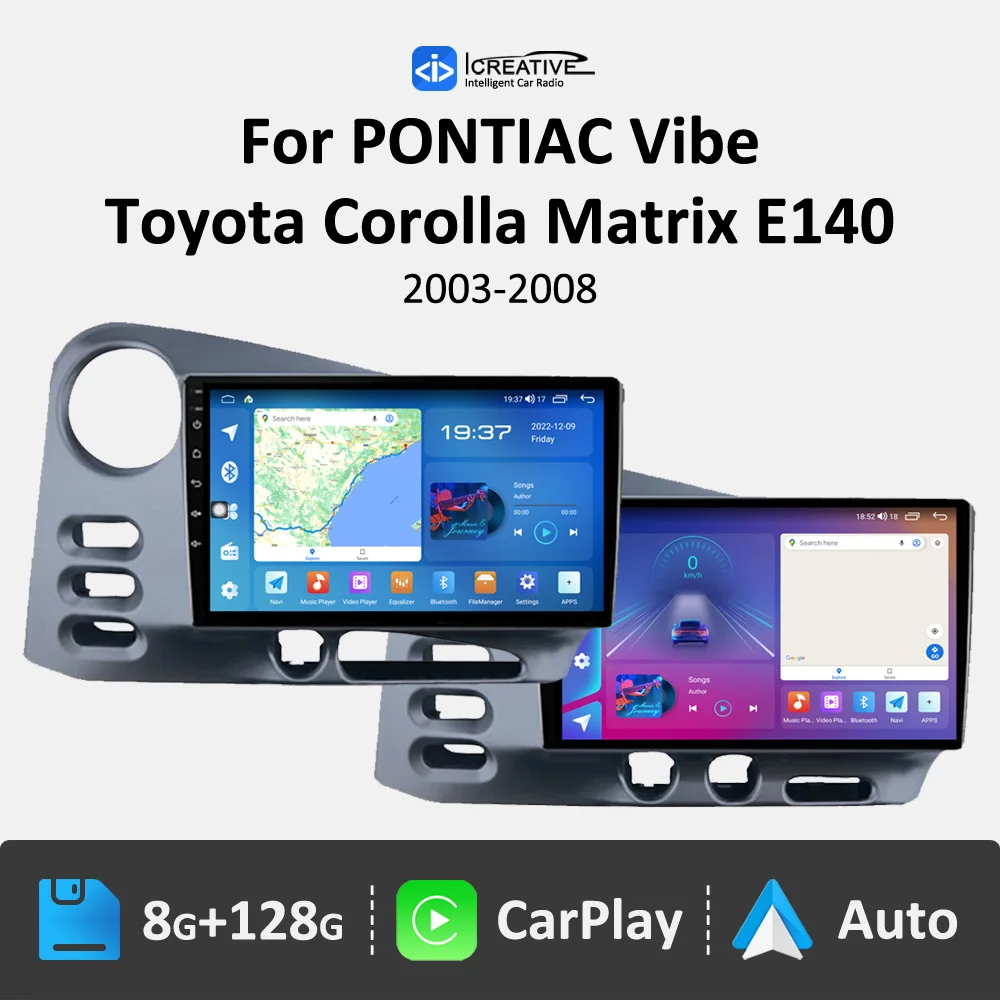 Android 10 Car Radio Audio For PONTIAC Vibe 2003 2004 Toyota Corolla Mat... - £101.95 GBP+