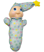 Vintage 1988 Playskool Gloworm Blue Green PJ's W/Stars Glow Worm Light Working - $43.23 CAD