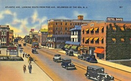 Wildwood By The Sea New Jersey~ Atlantic Avenue South From Pine 1943 Postcard - £3.37 GBP