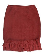 REVOLVE Privacy Please Womens Orange Smocked Mini Skirt Sz XS w/ Ruffle - £19.37 GBP