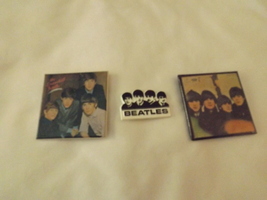 Two (2) Beatles Laminated Photo Pins + B/W Plastic Early Beatles Pin - £27.89 GBP