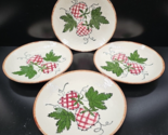 4 Blue Ridge Southern Potteries Quilted Strawberry Soup Bowl Set Vintage... - £44.27 GBP