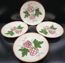 4 Blue Ridge Southern Potteries Quilted Strawberry Soup Bowl Set Vintage... - $56.30
