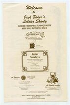 Jack Baker's Lobster Shanty Menu 119th St Bradenton Florida - $9.90