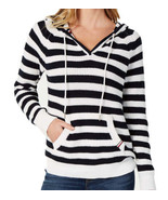 Tommy Hilfiger Womens Cotton Striped Hooded Sweater, Large, Ivory/Sky Ca... - £62.44 GBP