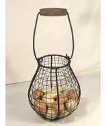 Vintage Wire Egg Basket Wooden Handle with 18 Wood Eggs Farmhouse Kitche... - £69.98 GBP