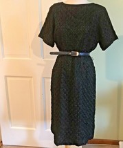 Vintage Quaker Lady Womens Little Black Ribbon Lace Dress  - £27.69 GBP