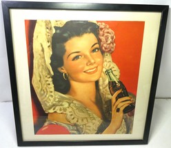 Coca Cola Anniversary Lithograph Original Vintage Print Framed 38x38cm Excellent - £1,443.30 GBP