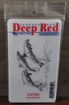 Deep Red Rubber Cling Stamp Dolphins Made USA New 3.5x2.25 Crafting Stamping - £7.08 GBP