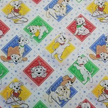 Vintage Disney 101 Dalmatians Twin Flat Sheet Western Pillowcase Craft Fabric - $19.79