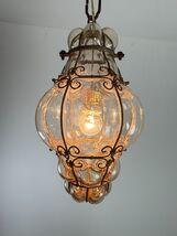 Lanterna veneziana Mid-century in vetro soffiatodi Murano ingabbiato, an... - $457.98