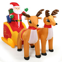 7.5 Feet Waterproof Outdoor Inflatable Santa with Double Deer and Sled -... - $110.94