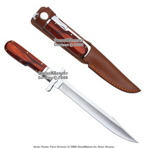 12&quot; Large Folding Hunting Military Knife Dagger with Leather Sheath Wood... - $29.68