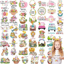 54 Sheets Easter Iron on Patches Heat Transfer Stickers Vinyl HTV Easter Iron - £9.68 GBP