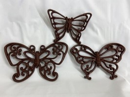 Vintage Retro Brown Butterfly Décor Homco Plastic 3 Wall Hanging Butterflies USA - £9.68 GBP