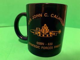 Vintage Naval USS John C. Calhoun SSBN-630 Insignia Cobalt Ceramic Coffee Mug - £33.52 GBP