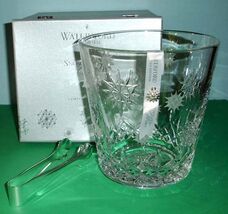 Waterford Snowflake Wish Crystal Ice Bucket &amp; Tongs Wishes For Joy 1st E... - $2,735.79 MXN