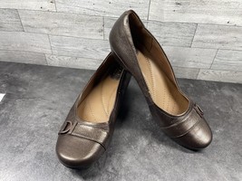 Clarks Artisan Kitten Flats Women 10 Concert Band Shoes Brown Gray SlipO... - €23,71 EUR